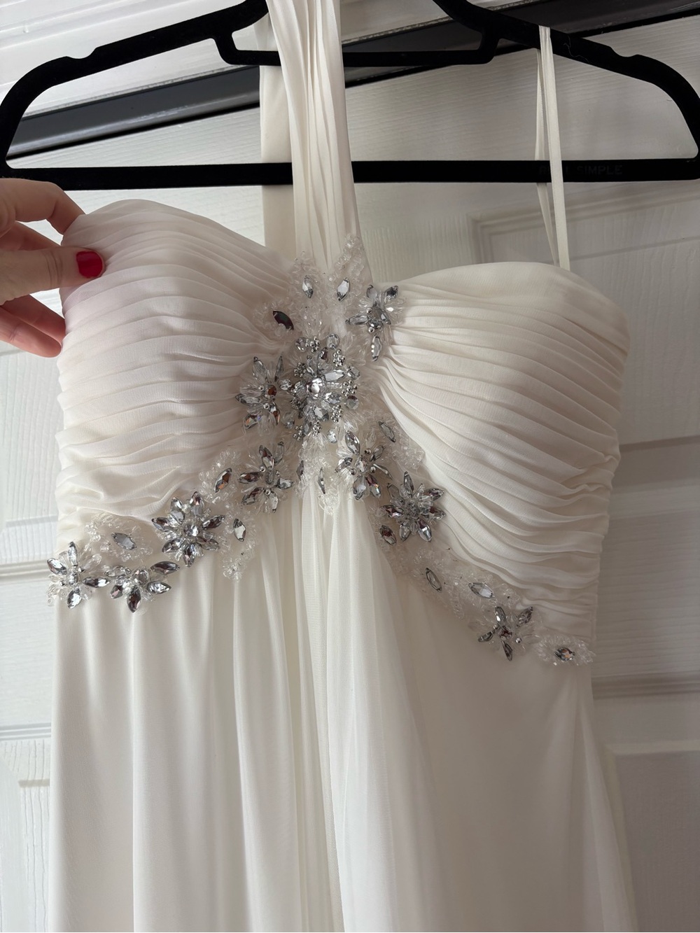 Prom Dress White One Shoulder Strap Beaded
